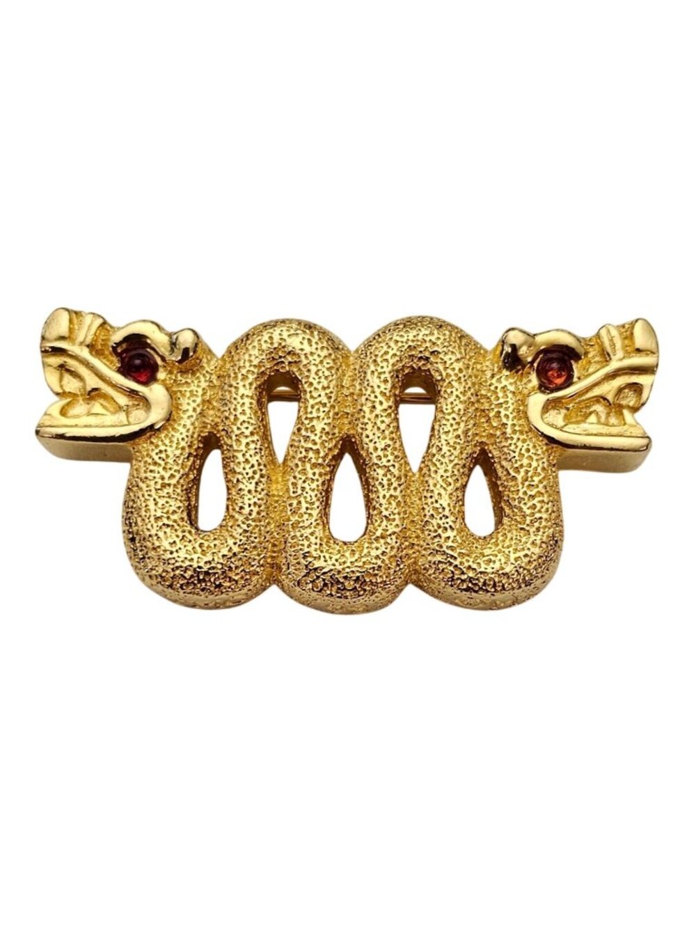 TMC The Museum Company Serpent Brooch Red Glass Cabochon Museum Pin Signed J613